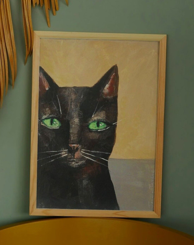 BOGO Art PRINT of Original Painting, Folk Art, Cat Art, Naive Art, Outsider Art