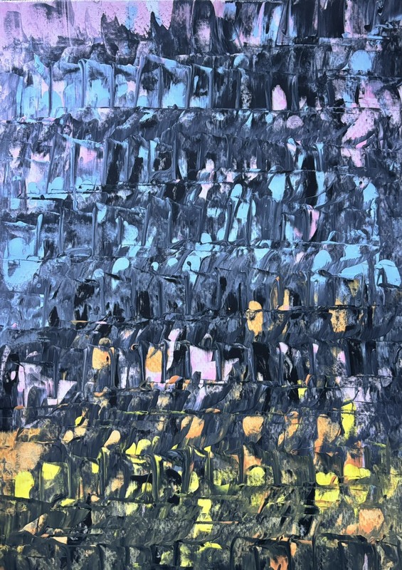 Blue Original Abstract Painting Signed 11×15 Ocean Landscape Modern Wall Art