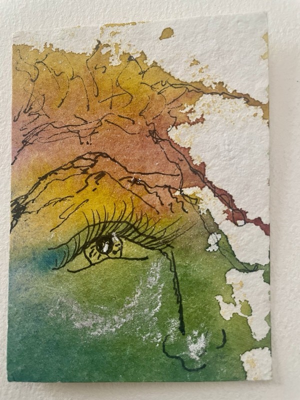 aceo original painting Nepal On My Mind – Signed Heather Vilbrin Watercolor-