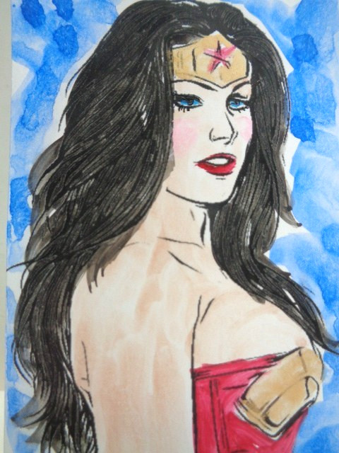 ATC ACEO WONDER WOMAN Abstract ART