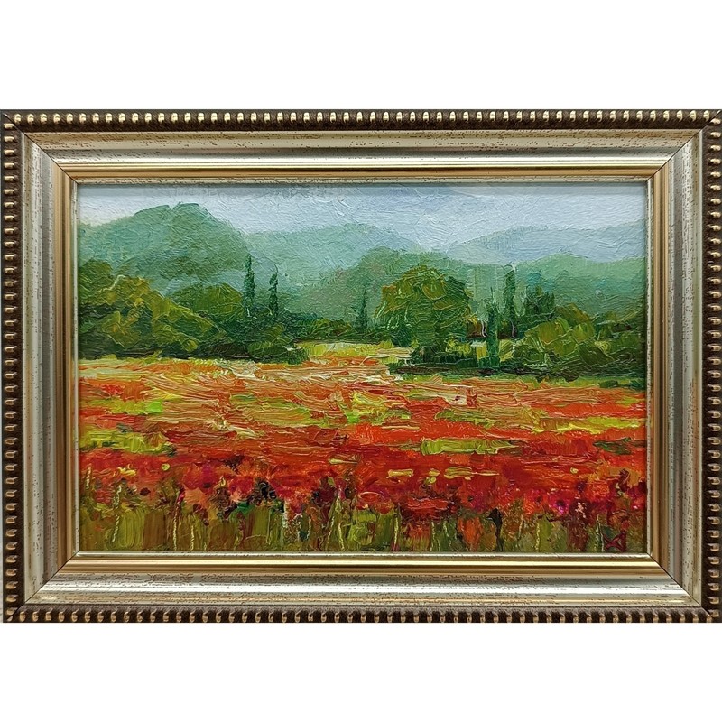 Summer Nature Oil Painting Original Art Flower Meadow 4 x 6 inches