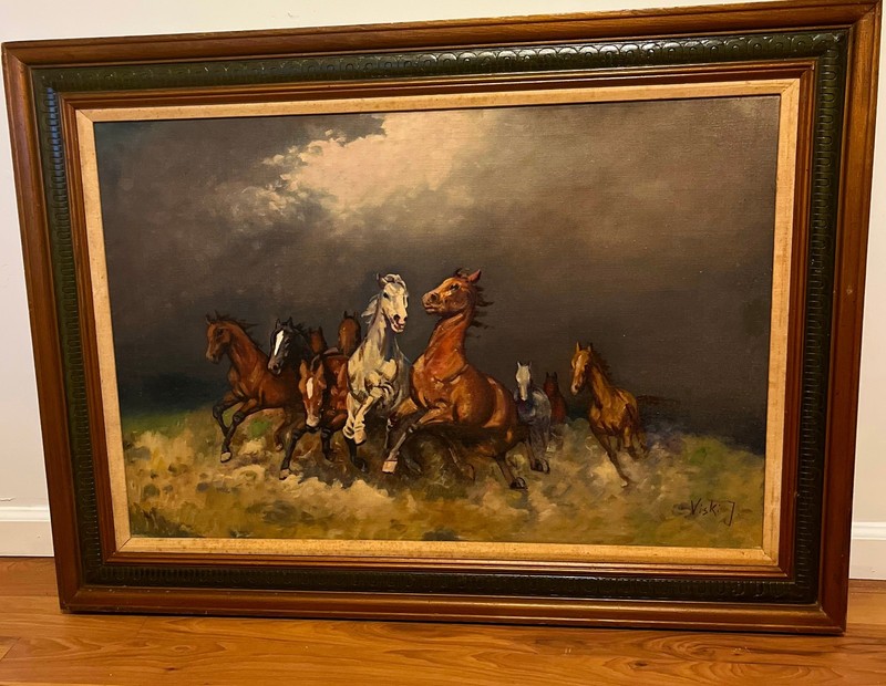 «WILD HORSES» by Hungarian painter János Viski (1891-1987)