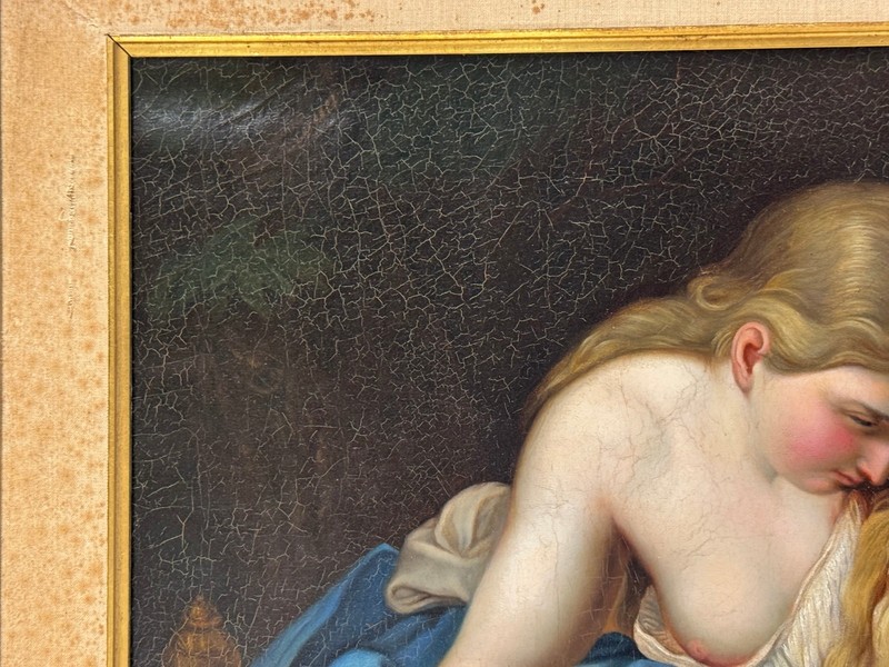 19th Century Oil on Canvas Painting of a Reclining Lady gallery