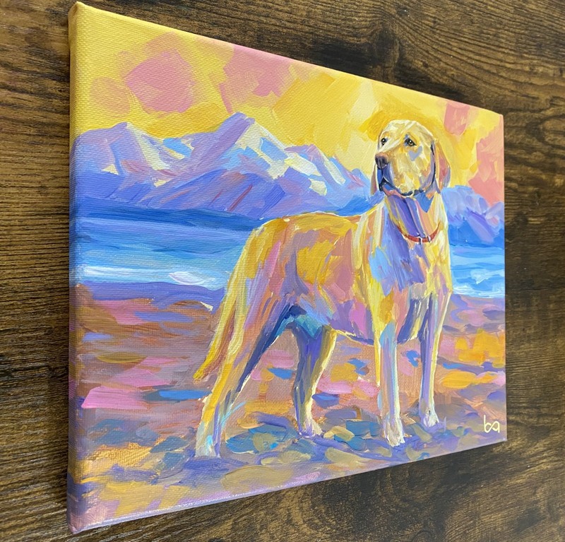 Impressionist Labrador Retriever Original Landscape Painting Acrylic Dog Art gallery