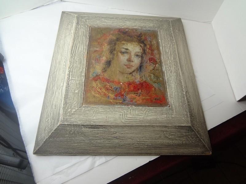 Edna Hibel…..`1917-2015….MASSACHUSETTS & FLORDA…SIGNED OIL on METAL PLATE