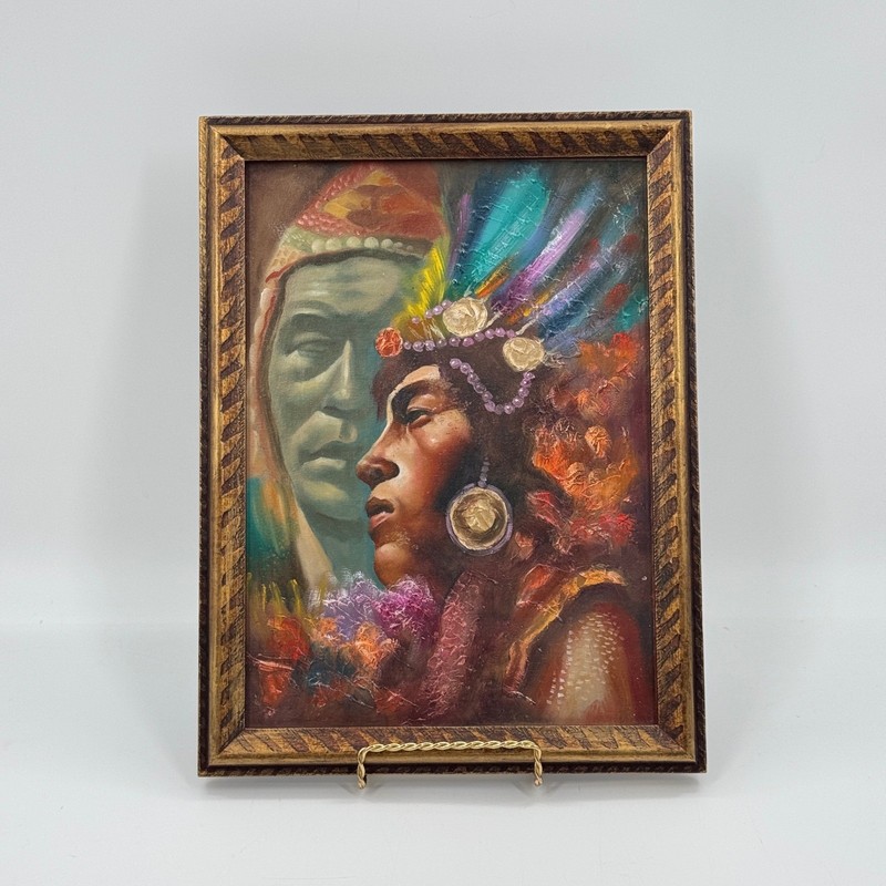 Original Contemporary Indigenous Warrior Oil Painting on Panel gallery