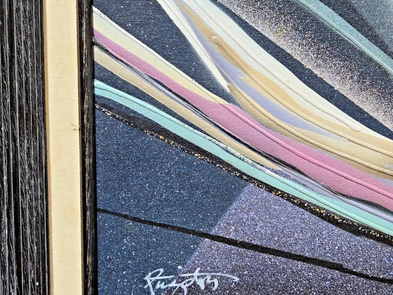 Original Elba Alvarez Acrylic On Canvas Signed Painting Modern Abstract -21"X17" gallery