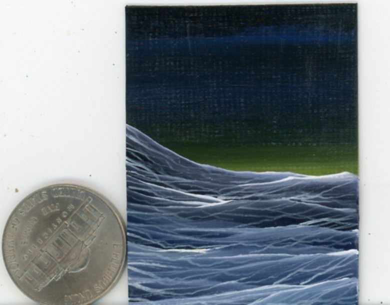 ORIGINAL 2×1.5 Acrylic Evening Choppy Waves Seascape Ocean Painting HYMES