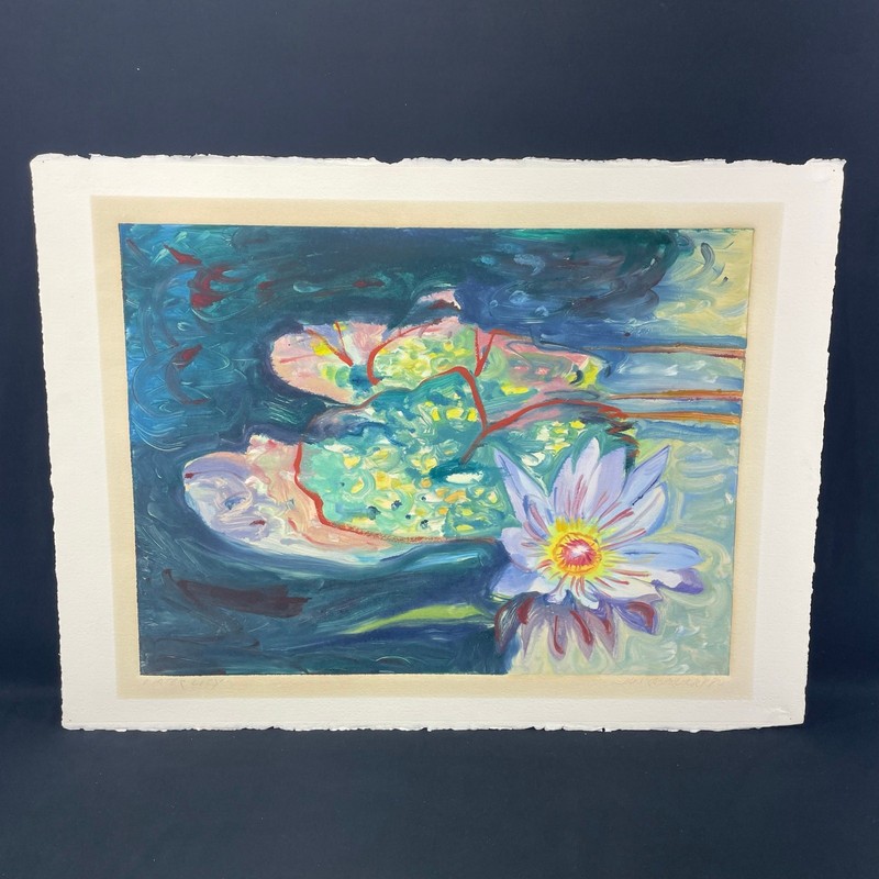 1982 «Water Lily» by Jan Kasprzycki Signed Lithograph Print 29″ x 35″
