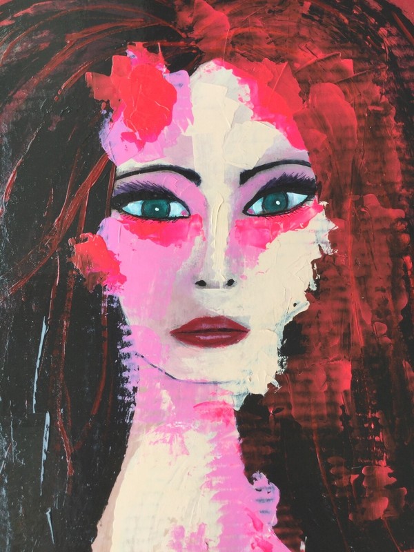 COLORFUL LADY PAINTING Original SWARTZMILLER DNA SIGNED Pop Art Cardboard NEW