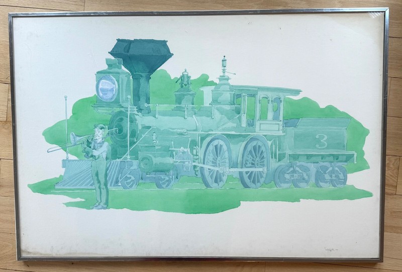 William Crutchfield Original Train/Railroad Watercolor Painting Signed 1968