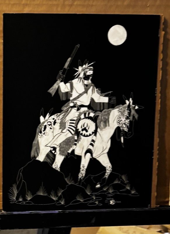 David Stephen’s Original “Mountain Madness” Vintage Scratch board