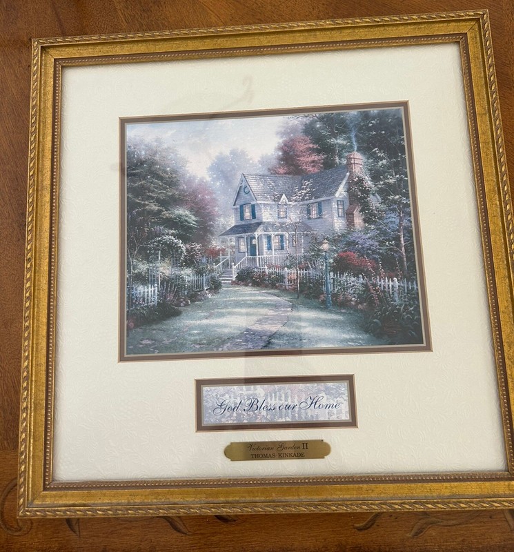 THOMAS KINKADE - God Bless Our Home Victorian Garden II 14” X 14” Accent Print gallery
