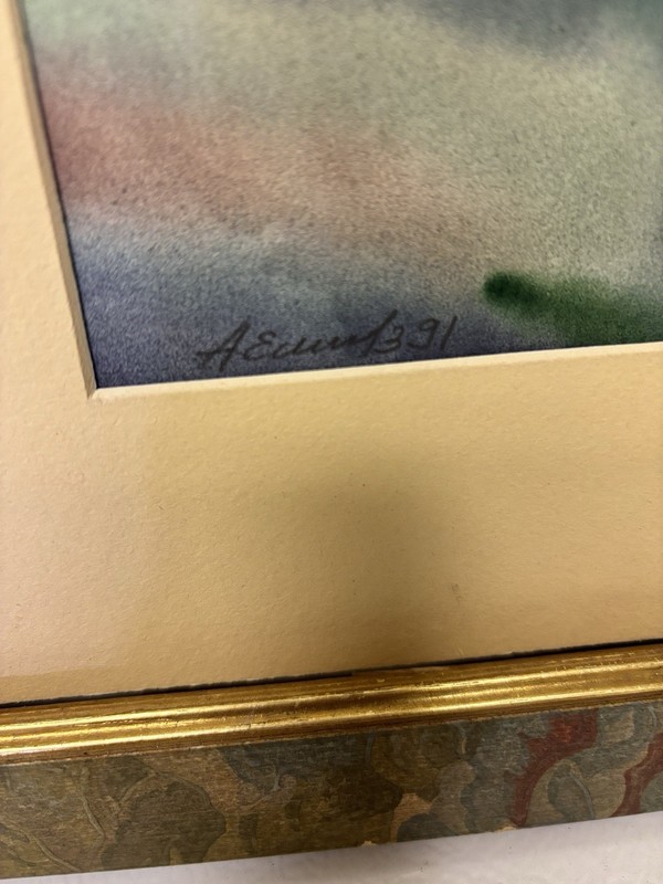 Vintage Signed A. Erwin 1991 Framed Still Life Samovar Rustic Country Art gallery