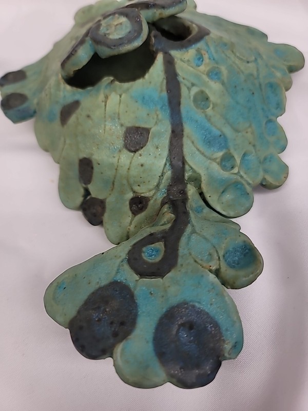 Jean Card Ceramics Original Fish Signed Blue Green Black Brown Beautiful MINT gallery