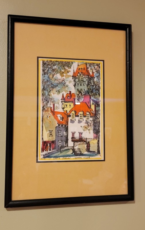 RUE DU TRESOR QUEBEC CANADA ORIGINAL WATERCOLOR PAINTING ARTIST SIGNED NICOLAS