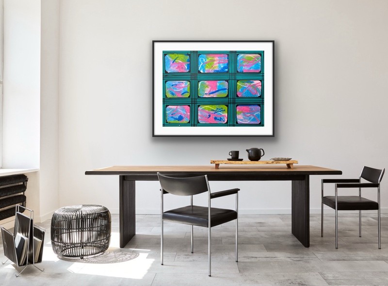Abstract, Teal, Art, Wall Art, Bright Colours, OOAK original artwork by artist gallery