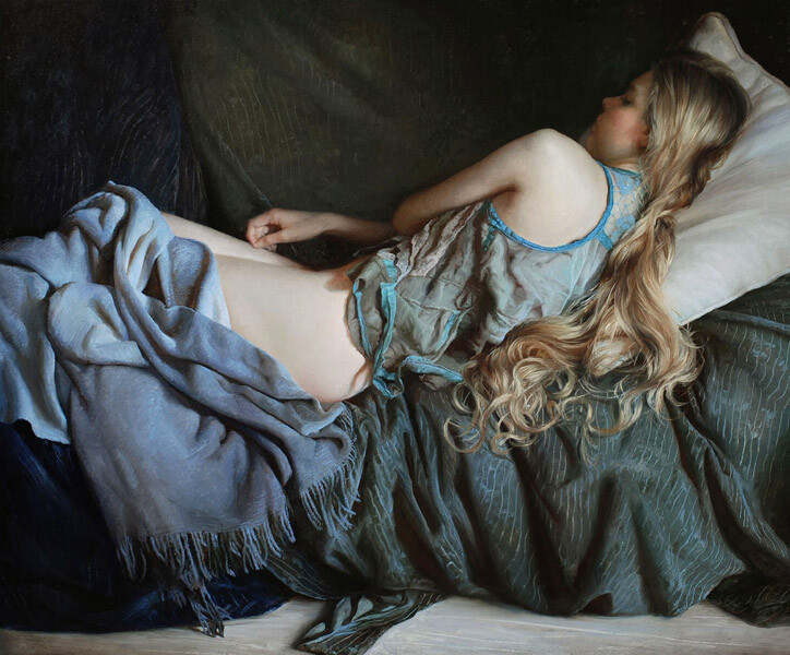 Pure blond girl Oil painting printed Art Printed on canvas L2704