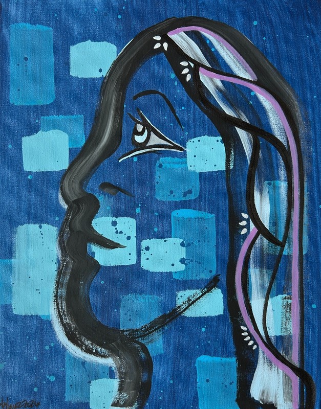 11×14 CANVAS FACE PAINTING Bold Color Modern Abstract Art Original Women