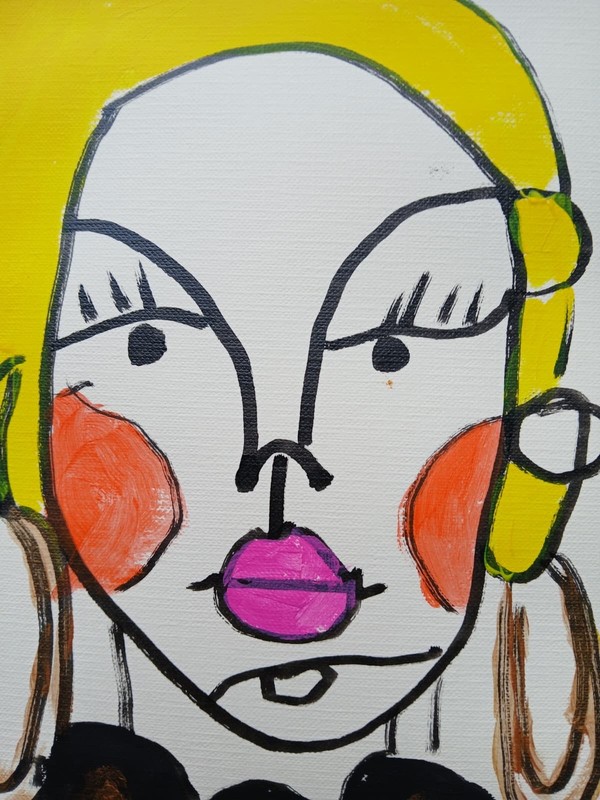 Abstract Expressionism 9 x 12 Gold Digger Colorful Painting Modern Street Art gallery