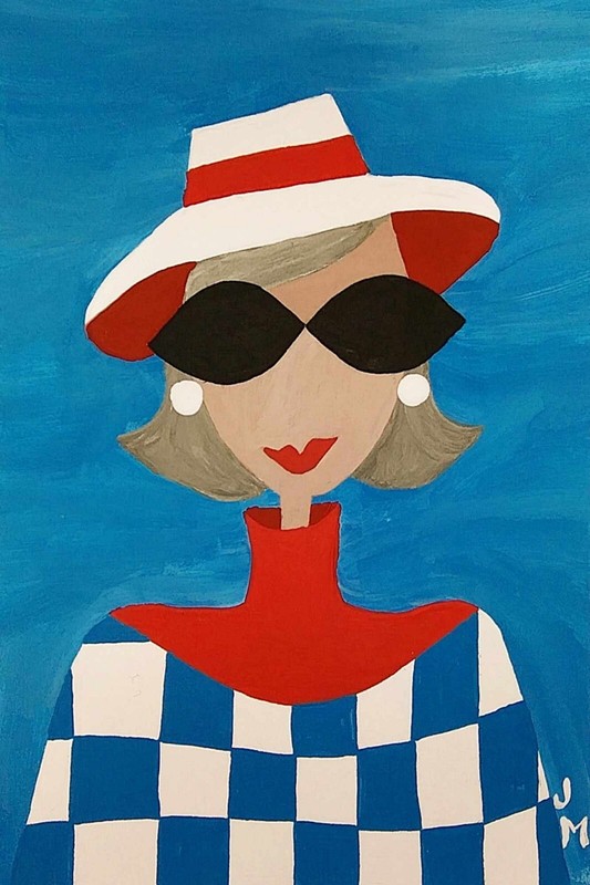 new! original art ACEO signed ATC whimsical painting «Miss July»