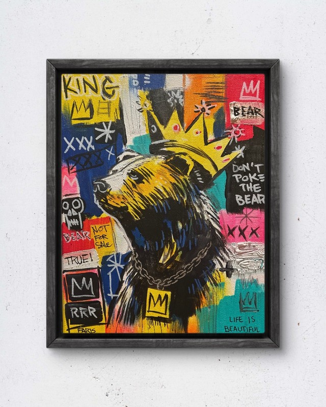 Faris Art-King of Bears-11×14 Neo Expressionism Original Artwork on Canvas
