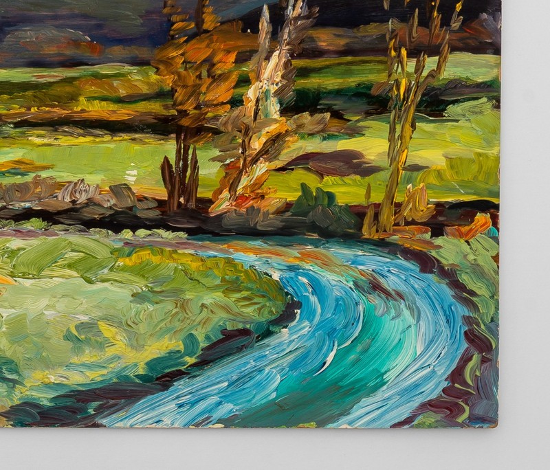 Vintage Impressionistic New England Vermont Mountain River Landscape Painting gallery