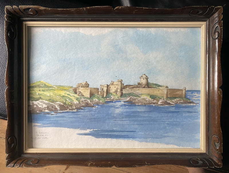 ::WATERCOLOUR A.HOHMAN 1897 FRANCE FORT LA LATTE CHATEAU DE LA ROCHE °RARE