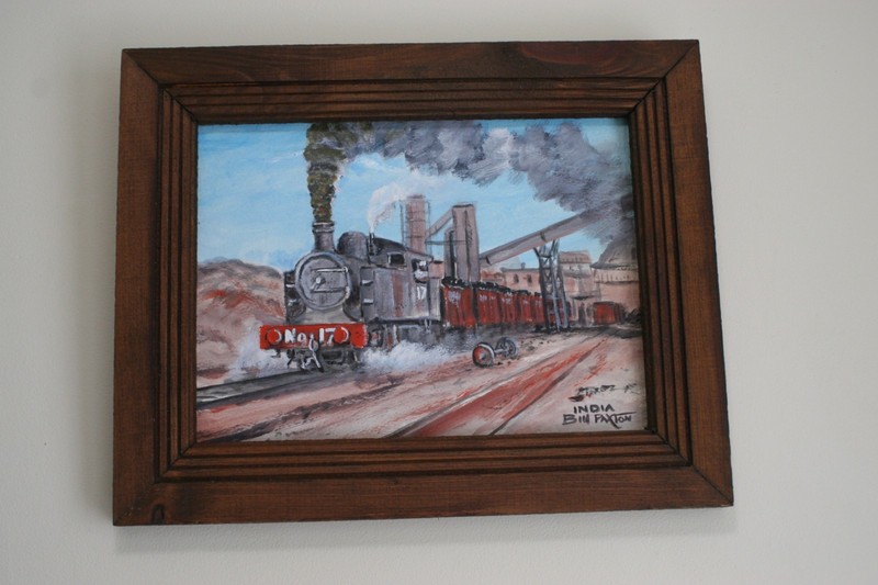 Bill Paxton Oil on Board Train in a Coal Field In India ation Circa 1947